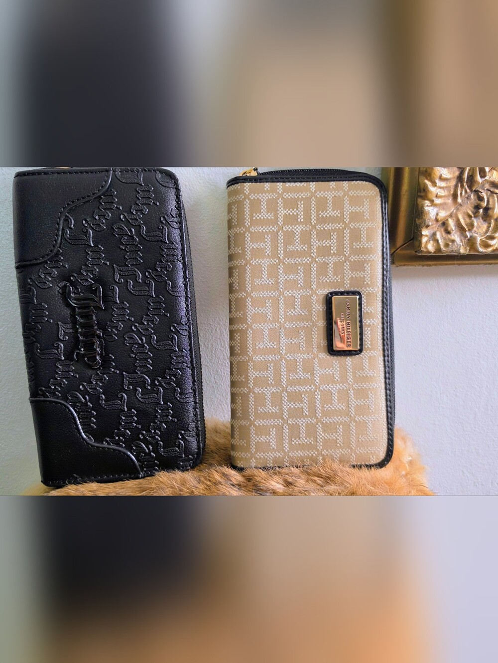 Tommy Hilfiger Beige Signature  And Juicy Couture Zip Wallet Bundle